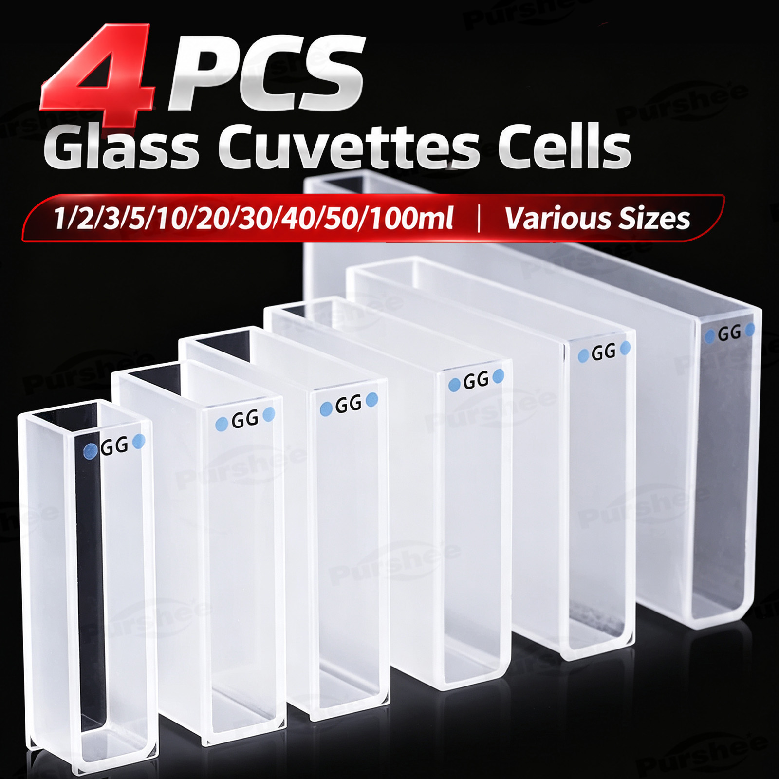 4 PCS Glass Cuvettes Cells 1/2 - Lab Equipment recension och pris
