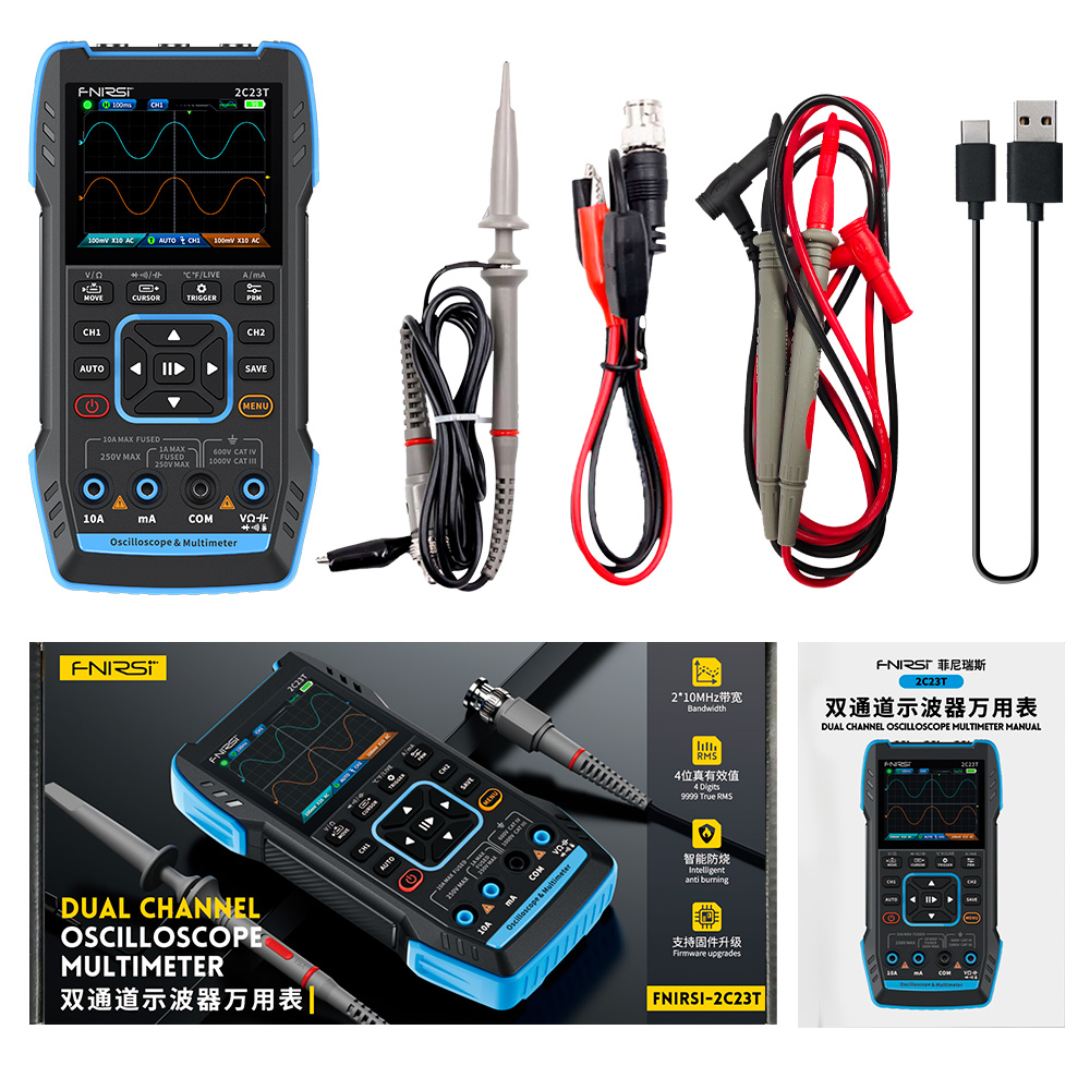 2C23T 3-in-1 Digital Oscillosc - Fnirsi Digital Oscilloscope Handheld recension och pris